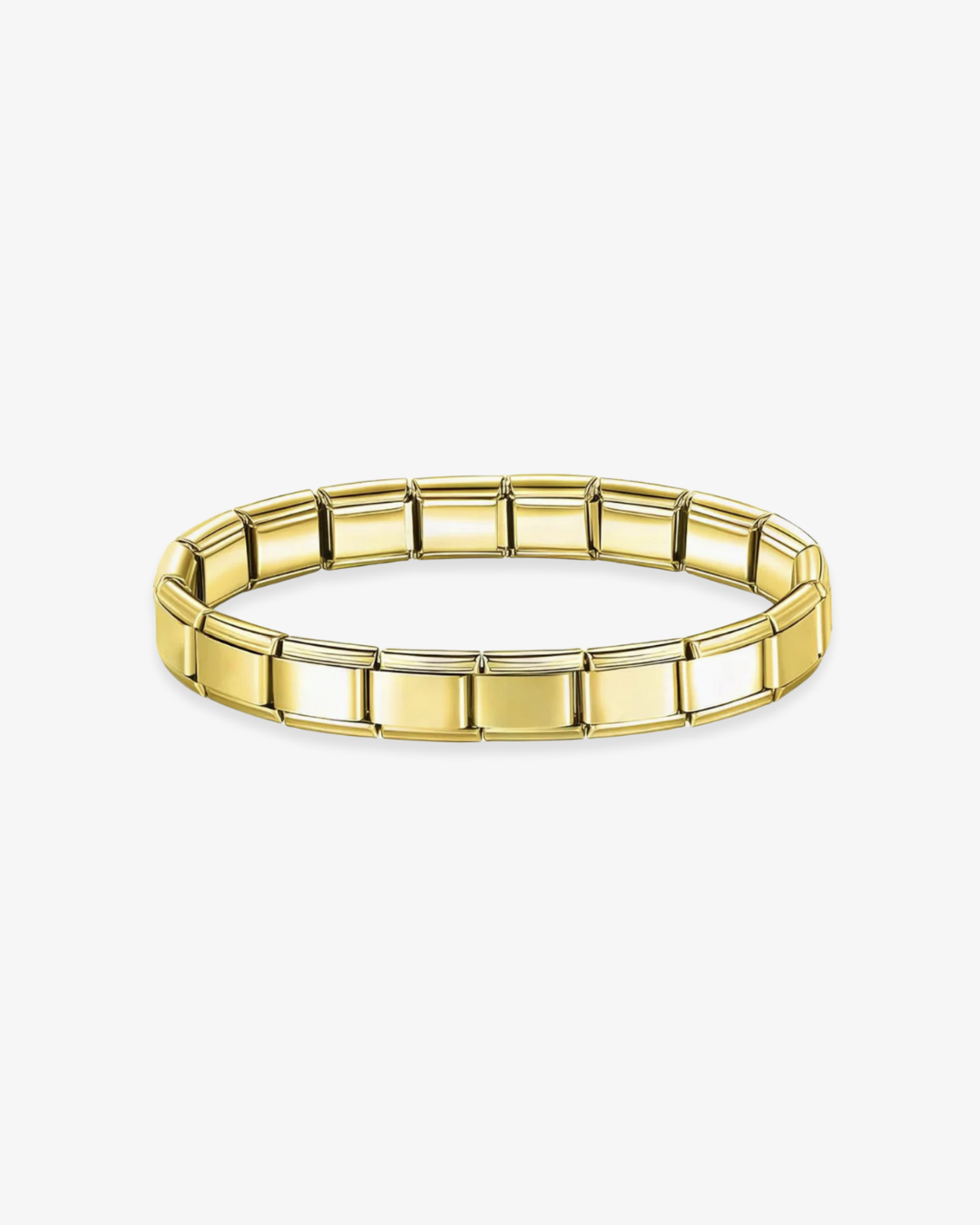 Brazalete de charms italianos personalizable de ICON Bracelet, compatible con eslabones tipo Nomination. Ideal para combinar charms dorados o plateados y crear una joya única con estilo mediterráneo.