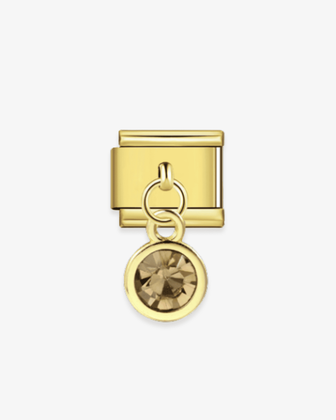 Charm dorado de acero inoxidable personalizable, compatible con pulseras italianas tipo Nomination. Diseño elegante, ideal para crear combinaciones únicas y expresar tu estilo personal. Charms colgantes. Charms con perlas.