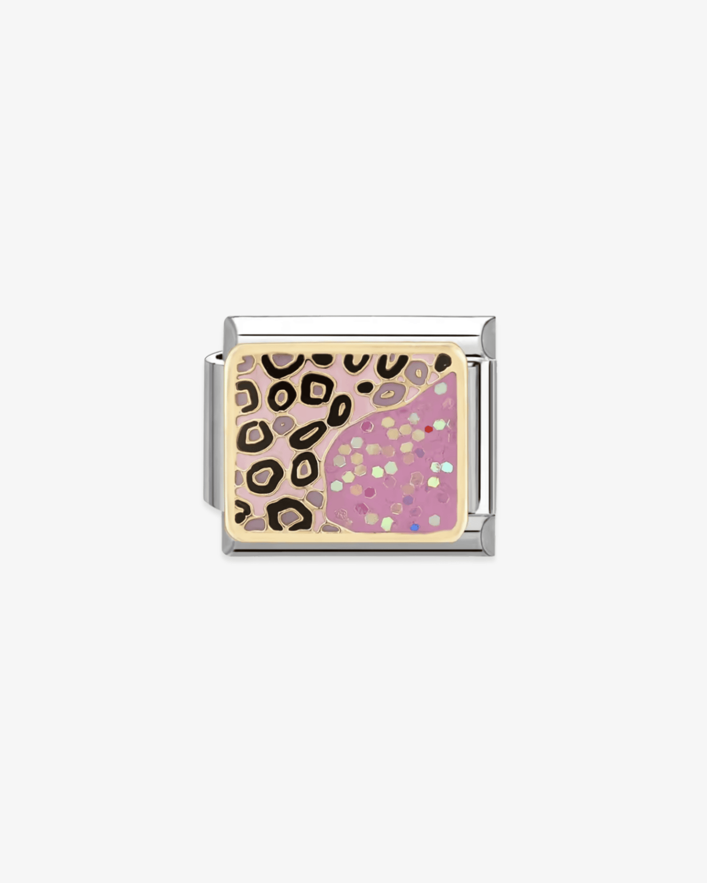 Charm plateado de acero inoxidable personalizable, compatible con pulseras italianas tipo Nomination. Diseño elegante, ideal para crear combinaciones únicas y expresar tu estilo personal. Charms animal print.