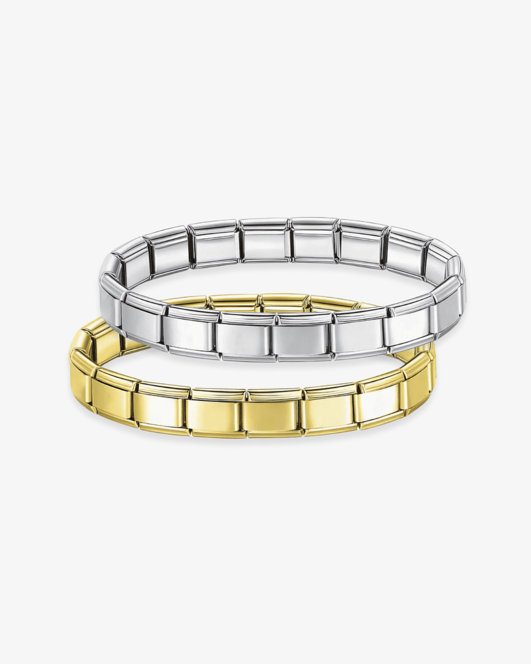 Brazalete de charms italianos personalizable de ICON Bracelet, compatible con eslabones tipo Nomination. Ideal para combinar charms dorados o plateados y crear una joya única con estilo mediterráneo.