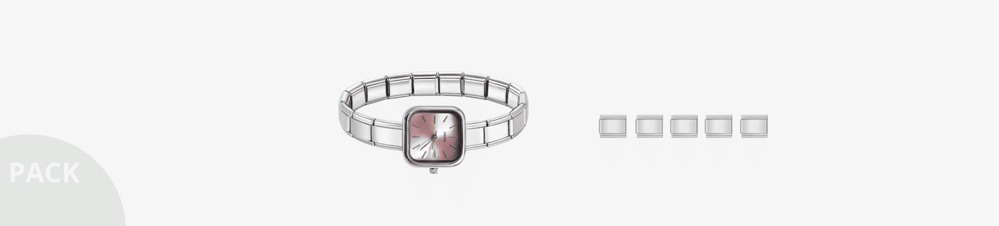 SILVER PACK 1 RELOJ + 5 CHARMS