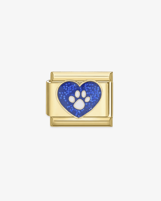 Charm dorado de acero inoxidable personalizable, compatible con pulseras italianas tipo Nomination. Diseño elegante, ideal para crear combinaciones únicas y expresar tu estilo personal. Charms de animales. Charms de perros. Charms de corazones.