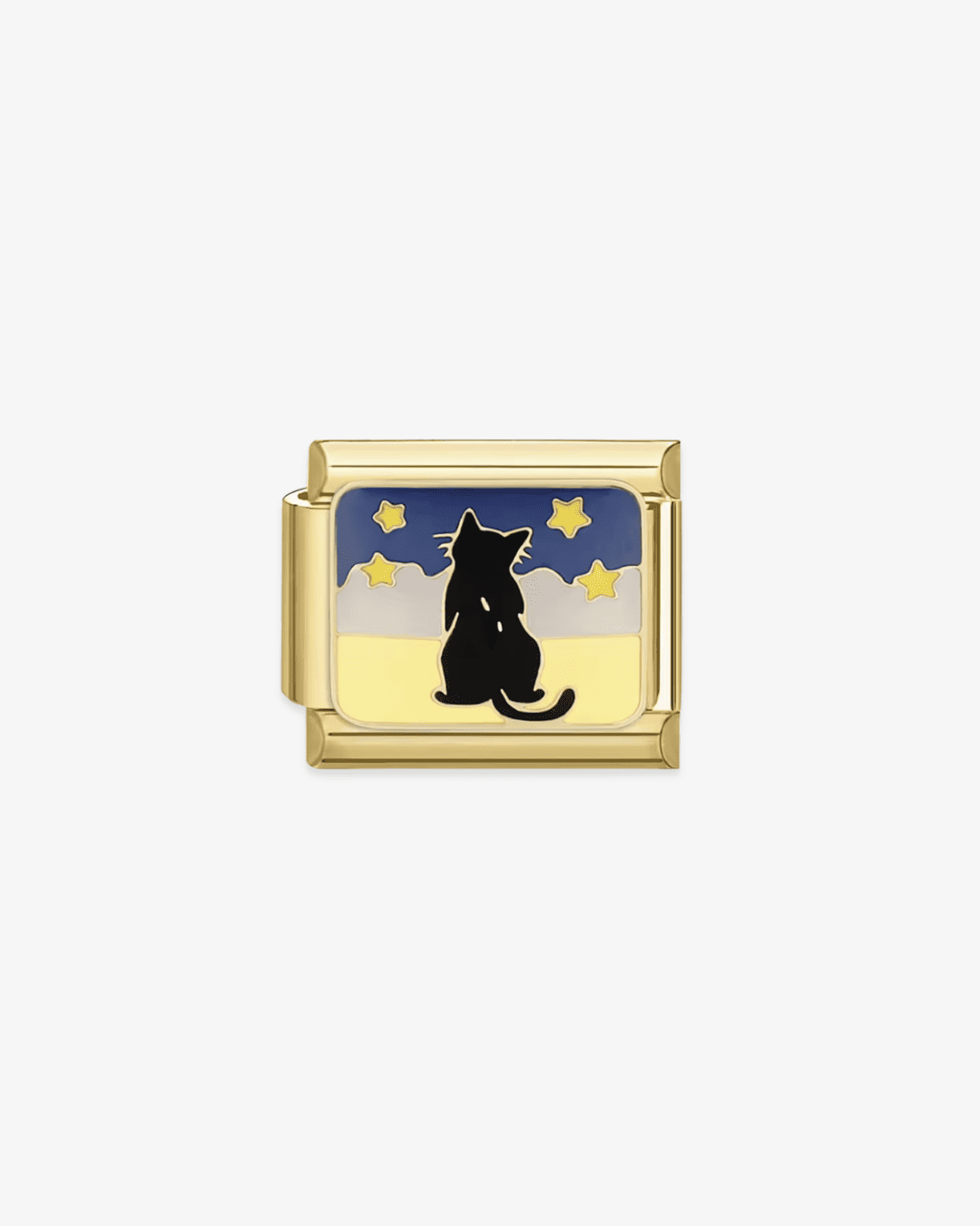 Charm dorado de acero inoxidable personalizable, compatible con pulseras italianas tipo Nomination. Diseño elegante, ideal para crear combinaciones únicas y expresar tu estilo personal. Charms de animales. Charms de gatos.