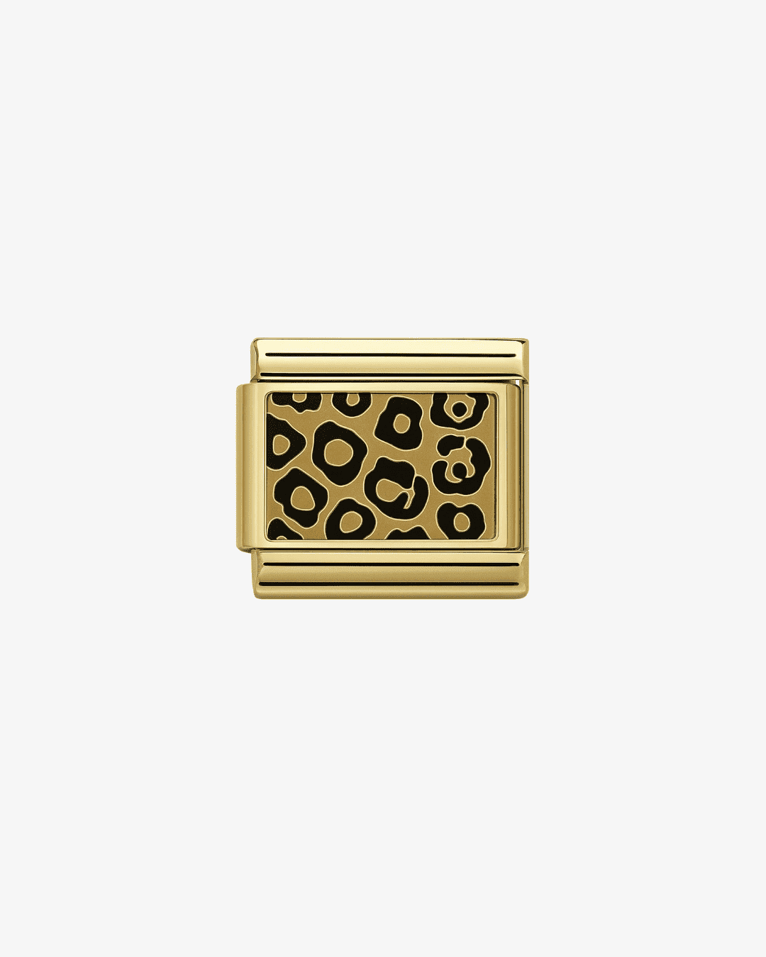 Charm dorado de acero inoxidable personalizable, compatible con pulseras italianas tipo Nomination. Diseño elegante, ideal para crear combinaciones únicas y expresar tu estilo personal. Charms animal print.
