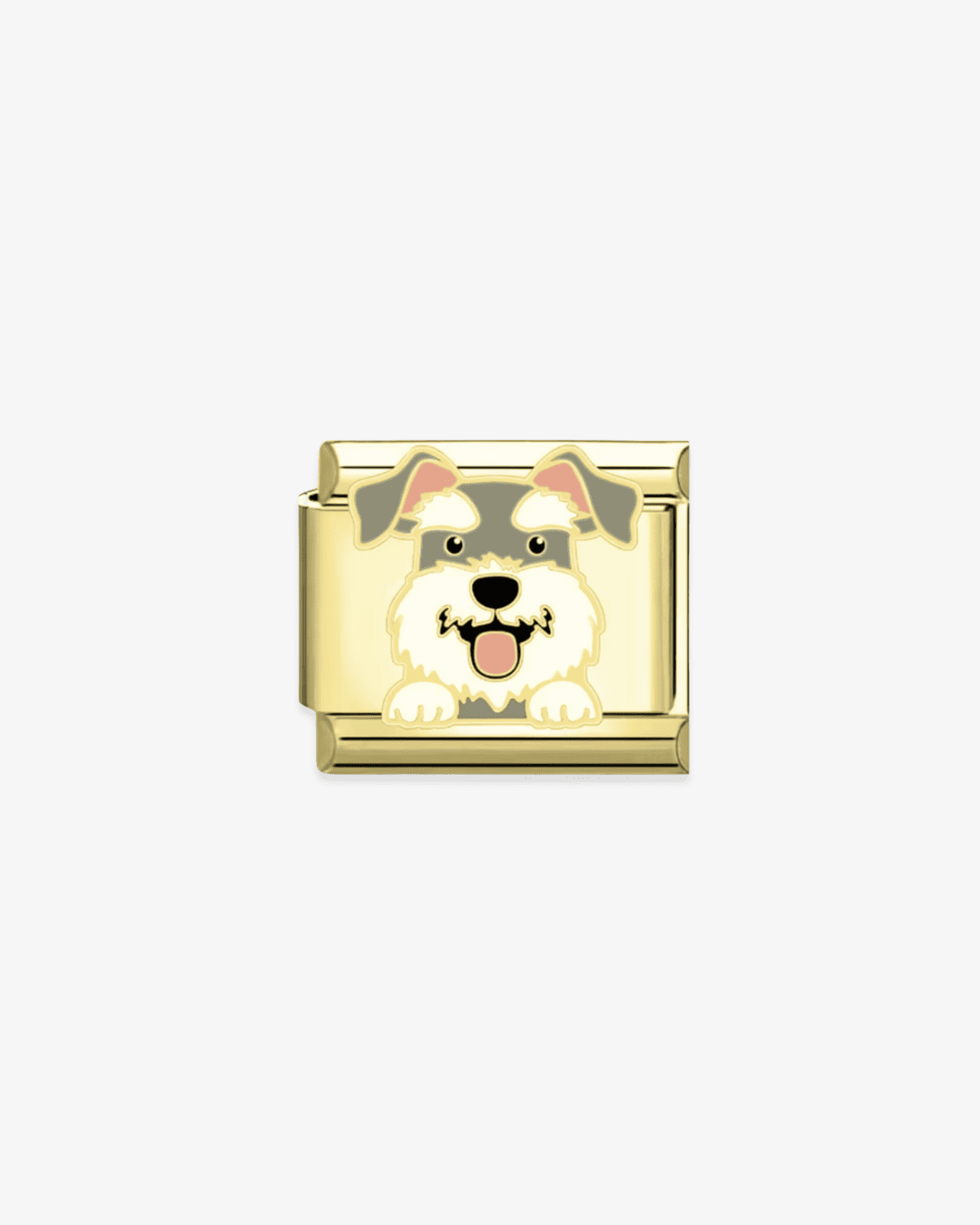 Charm dorado de acero inoxidable personalizable, compatible con pulseras italianas tipo Nomination. Diseño elegante, ideal para crear combinaciones únicas y expresar tu estilo personal. Charms de animales. Charms de perros.