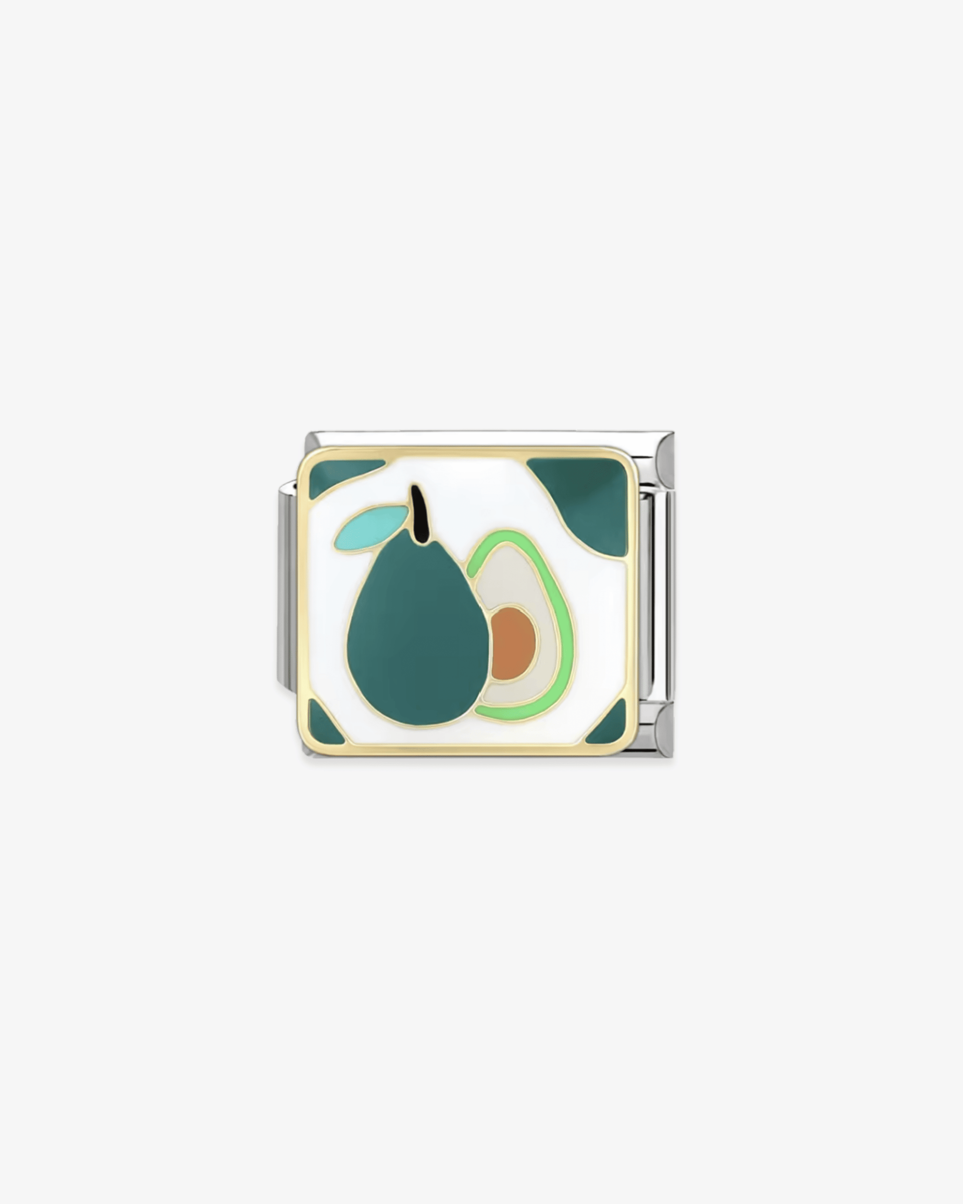 Charm plateado de acero inoxidable personalizable, compatible con pulseras italianas tipo Nomination. Diseño elegante, ideal para crear combinaciones únicas y expresar tu estilo personal. Charms de comida.
