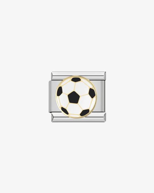 Charm plateado de acero inoxidable personalizable, compatible con pulseras italianas tipo Nomination. Diseño elegante, ideal para crear combinaciones únicas y expresar tu estilo personal. Charms de fútbol. Charms de deporte.