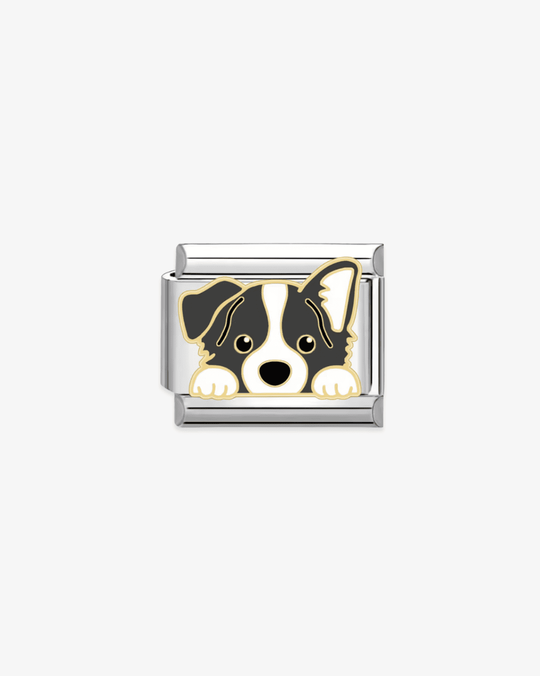 Charm plateado de acero inoxidable personalizable, compatible con pulseras italianas tipo Nomination. Diseño elegante, ideal para crear combinaciones únicas y expresar tu estilo personal. Charms de animales. Charms de perros.