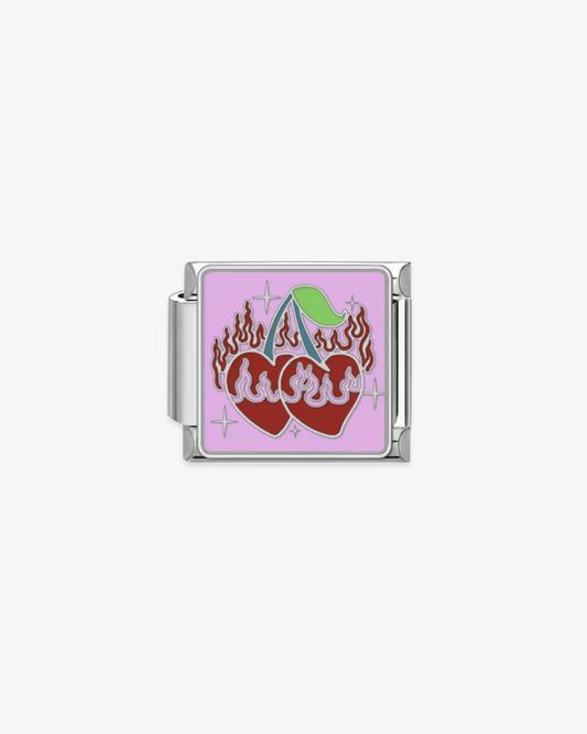 Charm plateado de acero inoxidable personalizable, compatible con pulseras italianas tipo Nomination. Diseño elegante, ideal para crear combinaciones únicas y expresar tu estilo personal. Charms de comida.