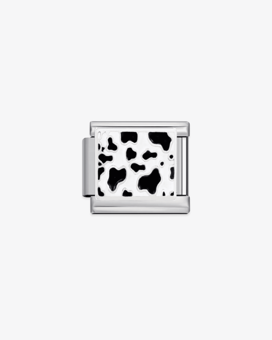 Charm plateado de acero inoxidable personalizable, compatible con pulseras italianas tipo Nomination. Diseño elegante, ideal para crear combinaciones únicas y expresar tu estilo personal. Charms de animal print.