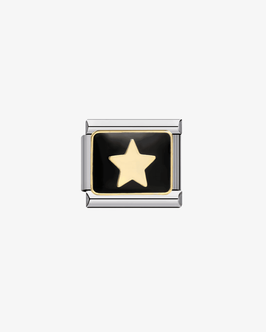 Charm plateado de acero inoxidable personalizable, compatible con pulseras italianas tipo Nomination. Diseño elegante, ideal para crear combinaciones únicas y expresar tu estilo personal. Charms de estrellas.