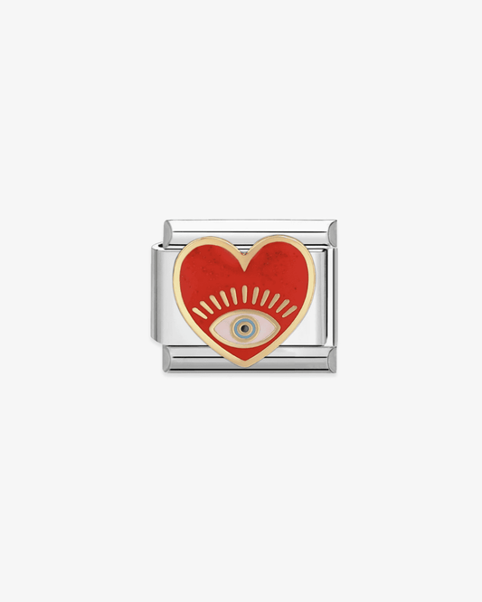 Charm plateado de acero inoxidable personalizable, compatible con pulseras italianas tipo Nomination. Diseño elegante, ideal para crear combinaciones únicas y expresar tu estilo personal. Charms de corazones.
