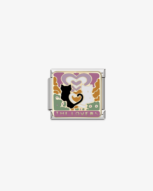 Charm plateado de acero inoxidable personalizable, compatible con pulseras italianas tipo Nomination. Diseño elegante, ideal para crear combinaciones únicas y expresar tu estilo personal. Charms de animales. Charms de gatos. Charms de amor.
