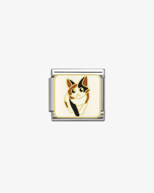Charm plateado de acero inoxidable personalizable, compatible con pulseras italianas tipo Nomination. Diseño elegante, ideal para crear combinaciones únicas y expresar tu estilo personal. Charms de animales. Charms de gatos.