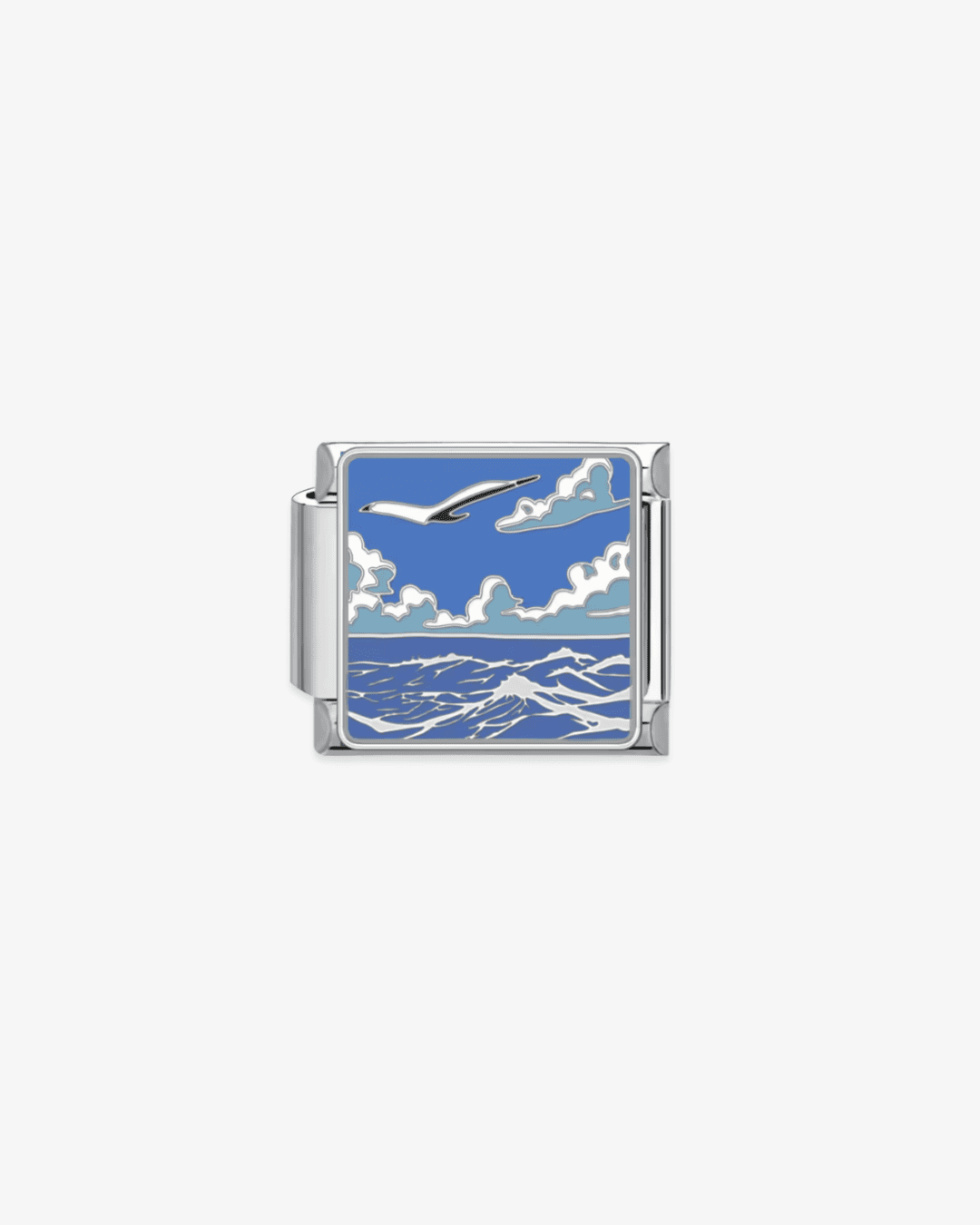 Charm plateado de acero inoxidable personalizable, compatible con pulseras italianas tipo Nomination. Diseño elegante, ideal para crear combinaciones únicas y expresar tu estilo personal. Charms de animales. Charms del mar.