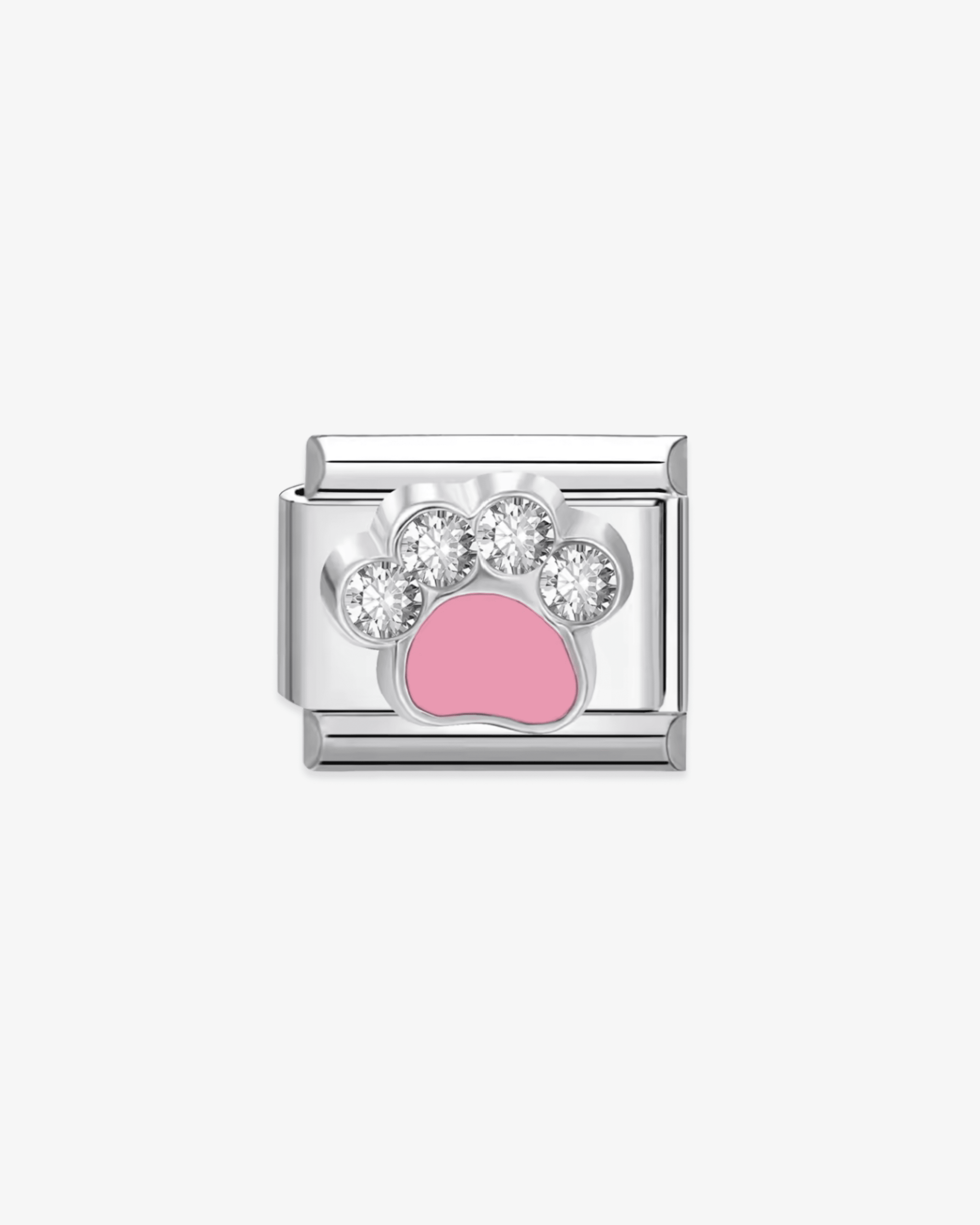 Charm plateado de acero inoxidable personalizable, compatible con pulseras italianas tipo Nomination. Diseño elegante, ideal para crear combinaciones únicas y expresar tu estilo personal. Charms de animales. Charms de perros. Charms con perlas.