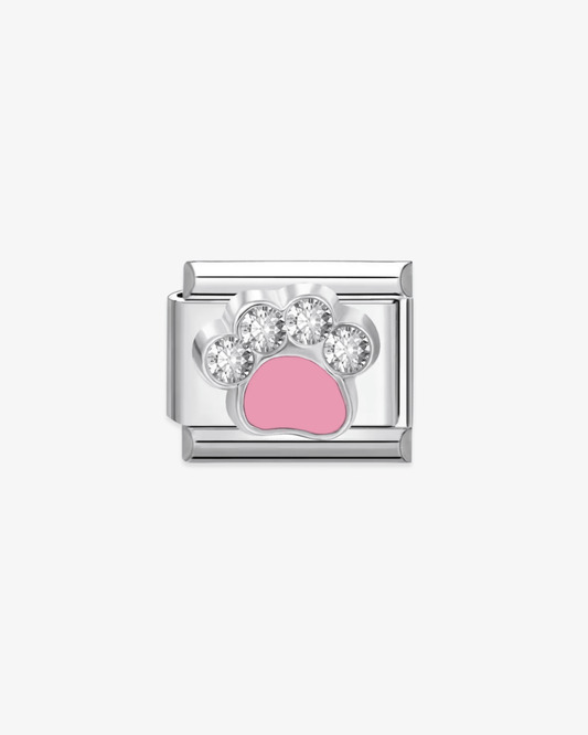 Charm plateado de acero inoxidable personalizable, compatible con pulseras italianas tipo Nomination. Diseño elegante, ideal para crear combinaciones únicas y expresar tu estilo personal. Charms de animales. Charms de perros. Charms con perlas.