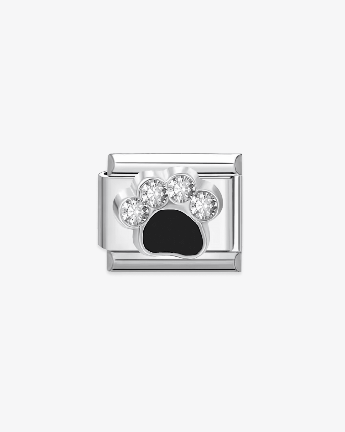 Charm plateado de acero inoxidable personalizable, compatible con pulseras italianas tipo Nomination. Diseño elegante, ideal para crear combinaciones únicas y expresar tu estilo personal. Charms de animales. Charms de perros. Charms con perlas.