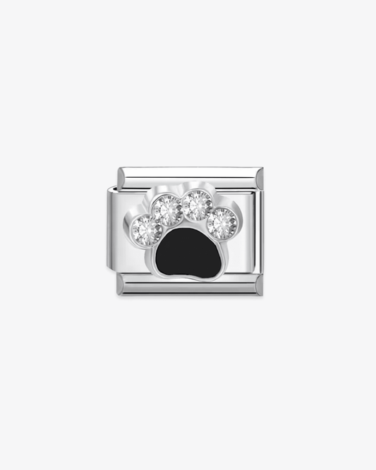 Charm plateado de acero inoxidable personalizable, compatible con pulseras italianas tipo Nomination. Diseño elegante, ideal para crear combinaciones únicas y expresar tu estilo personal. Charms de animales. Charms de perros. Charms con perlas.