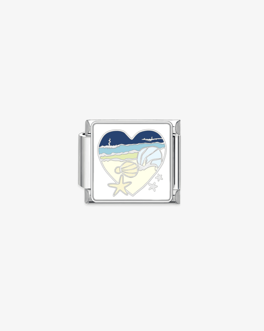 Charm plateado de acero inoxidable personalizable, compatible con pulseras italianas tipo Nomination. Diseño elegante, ideal para crear combinaciones únicas y expresar tu estilo personal. Charms del mar.