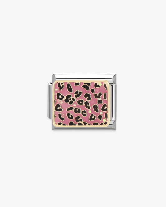 Charm plateado de acero inoxidable personalizable, compatible con pulseras italianas tipo Nomination. Diseño elegante, ideal para crear combinaciones únicas y expresar tu estilo personal. Charms de animal print.