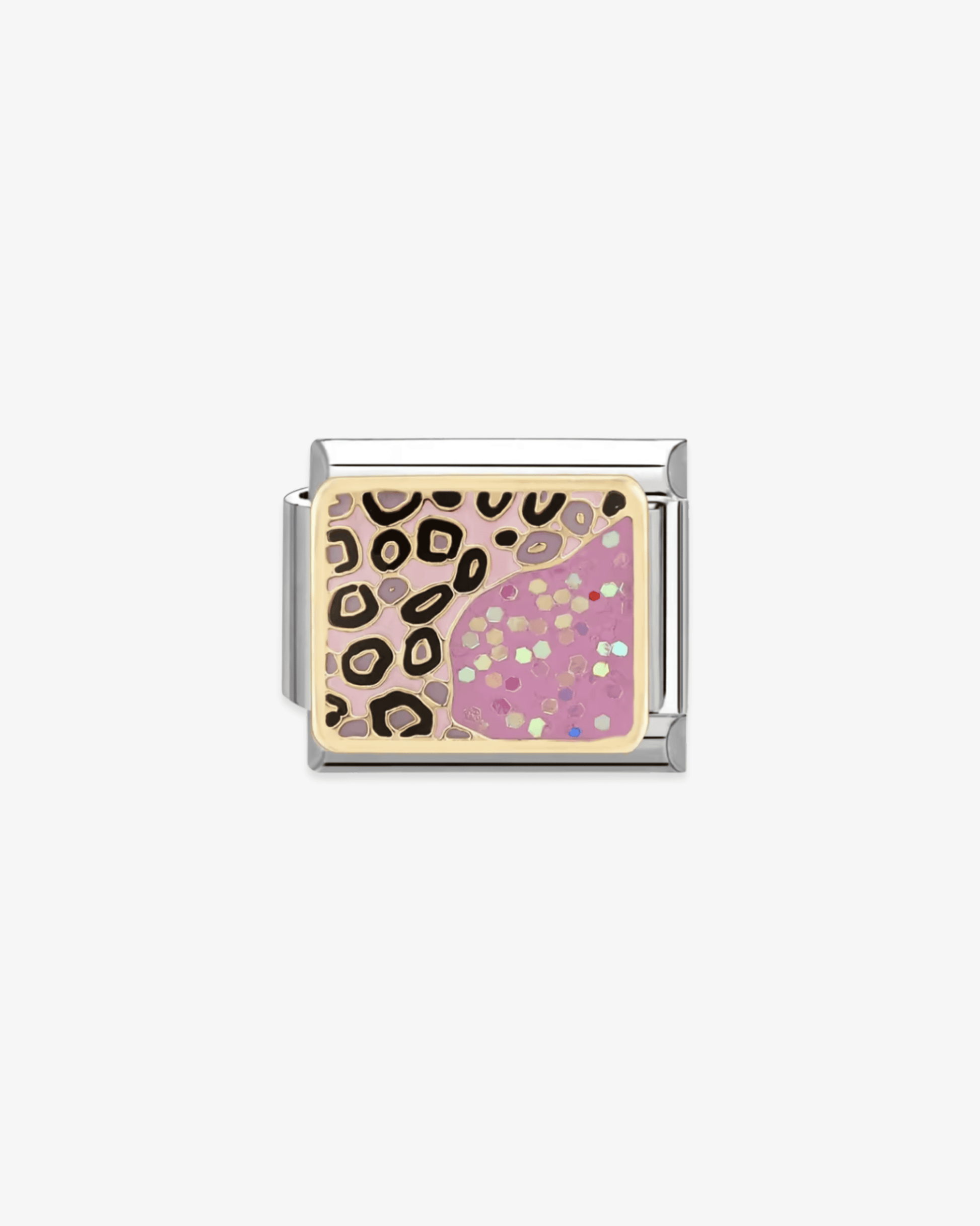 Charm plateado de acero inoxidable personalizable, compatible con pulseras italianas tipo Nomination. Diseño elegante, ideal para crear combinaciones únicas y expresar tu estilo personal. Charms animal print.