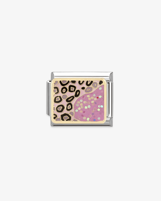 Charm plateado de acero inoxidable personalizable, compatible con pulseras italianas tipo Nomination. Diseño elegante, ideal para crear combinaciones únicas y expresar tu estilo personal. Charms animal print.