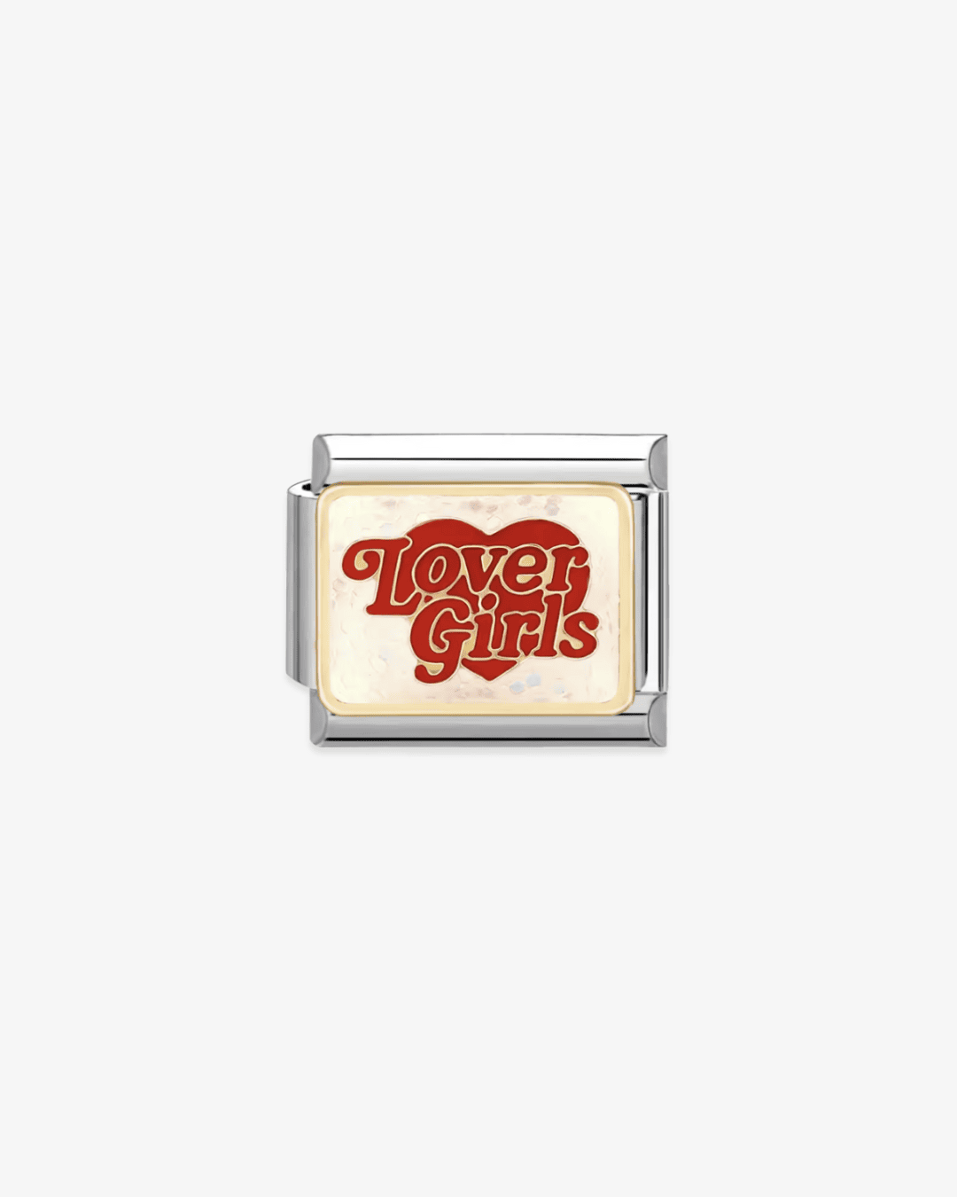 Charm plateado de acero inoxidable personalizable, compatible con pulseras italianas tipo Nomination. Diseño elegante, ideal para crear combinaciones únicas y expresar tu estilo personal. Charms de frases.
