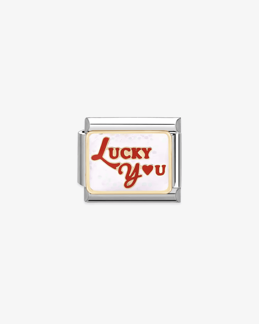 Charm plateado de acero inoxidable personalizable, compatible con pulseras italianas tipo Nomination. Diseño elegante, ideal para crear combinaciones únicas y expresar tu estilo personal. Charms de frases.