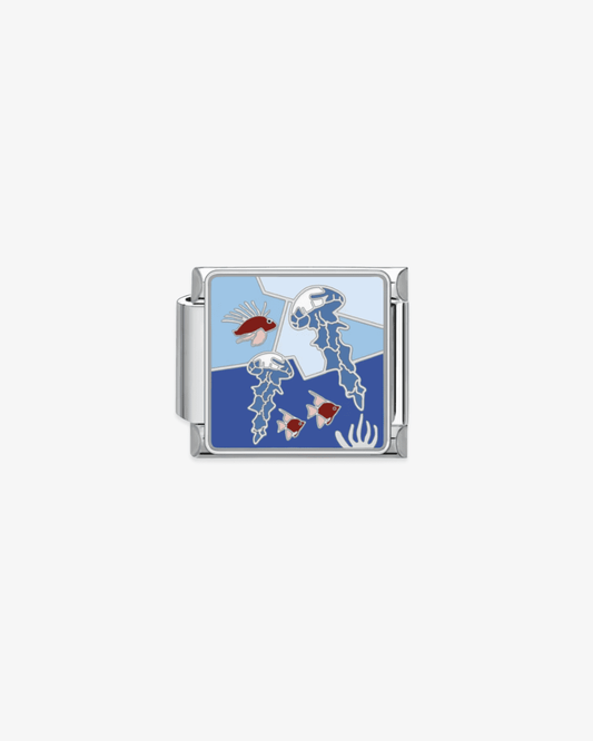 Charm plateado de acero inoxidable personalizable, compatible con pulseras italianas tipo Nomination. Diseño elegante, ideal para crear combinaciones únicas y expresar tu estilo personal. Charms del mar. Charms de animales.