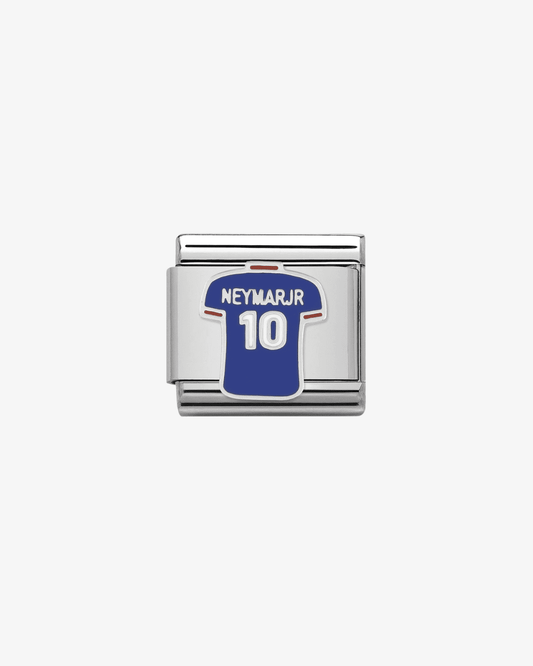 Charm plateado de acero inoxidable personalizable, compatible con pulseras italianas tipo Nomination. Diseño elegante, ideal para crear combinaciones únicas y expresar tu estilo personal. Charms de deporte. Charms de fútbol.