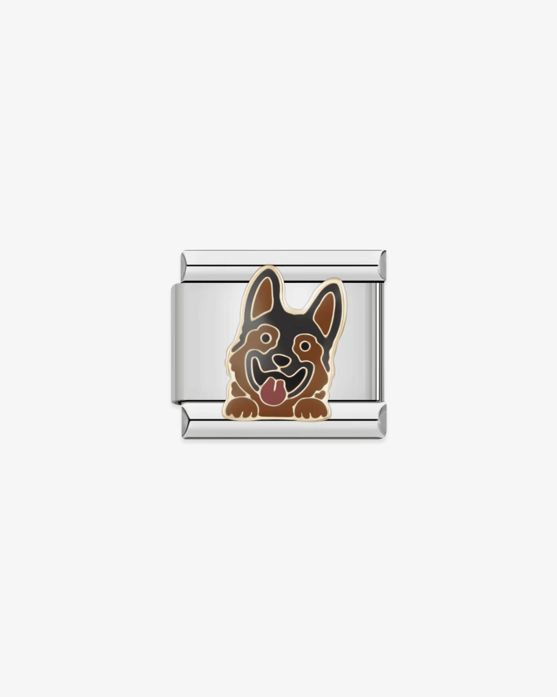 Charm plateado de acero inoxidable personalizable, compatible con pulseras italianas tipo Nomination. Diseño elegante, ideal para crear combinaciones únicas y expresar tu estilo personal. Charms de animales. Charms de perros.
