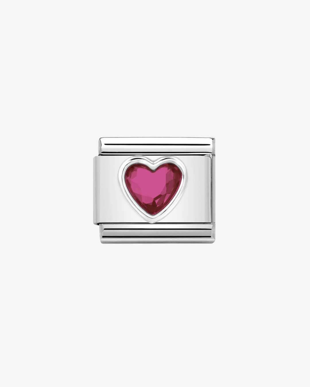 Charm plateado de acero inoxidable personalizable, compatible con pulseras italianas tipo Nomination. Diseño elegante, ideal para crear combinaciones únicas y expresar tu estilo personal. Charms de corazones. Charms con perlas.