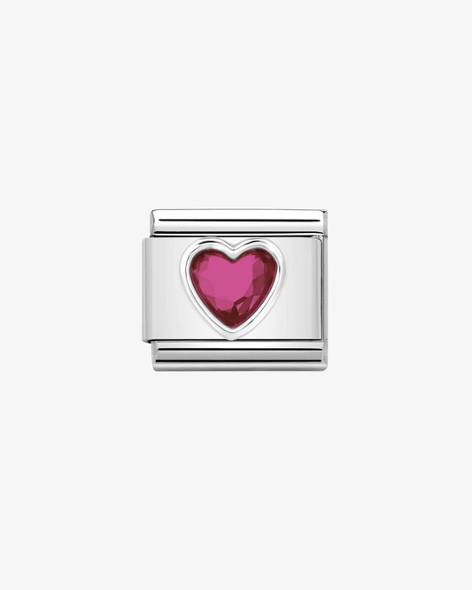Charm plateado de acero inoxidable personalizable, compatible con pulseras italianas tipo Nomination. Diseño elegante, ideal para crear combinaciones únicas y expresar tu estilo personal. Charms de corazones. Charms con perlas.