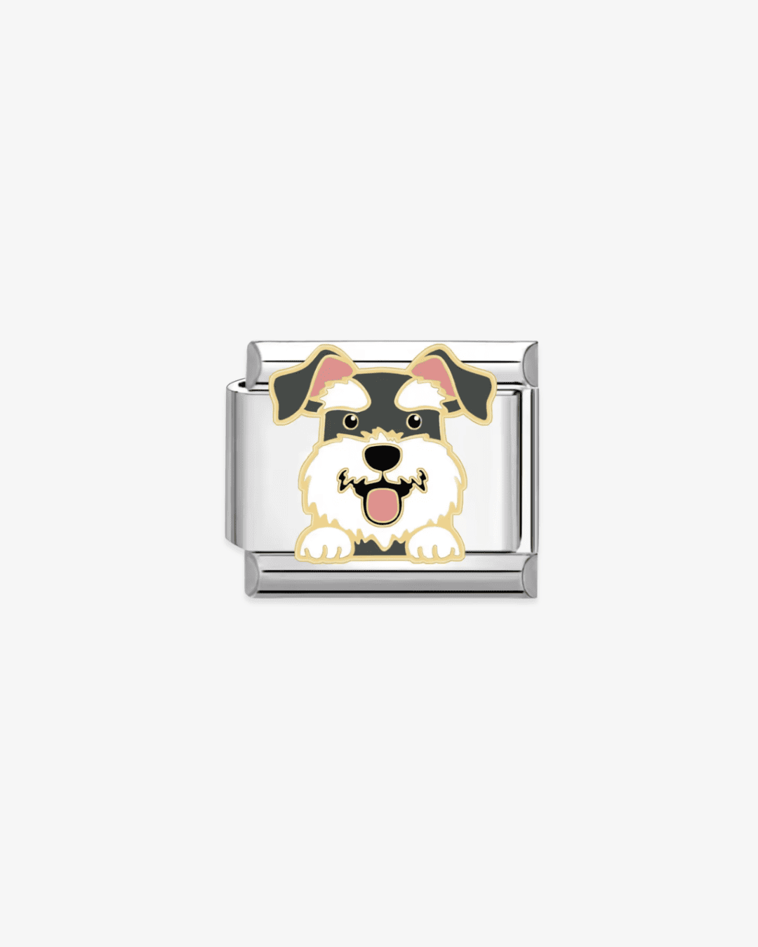 Charm plateado de acero inoxidable personalizable, compatible con pulseras italianas tipo Nomination. Diseño elegante, ideal para crear combinaciones únicas y expresar tu estilo personal. Charms de animales.  Charms de perros.