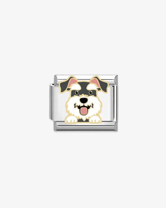 Charm plateado de acero inoxidable personalizable, compatible con pulseras italianas tipo Nomination. Diseño elegante, ideal para crear combinaciones únicas y expresar tu estilo personal. Charms de animales.  Charms de perros.