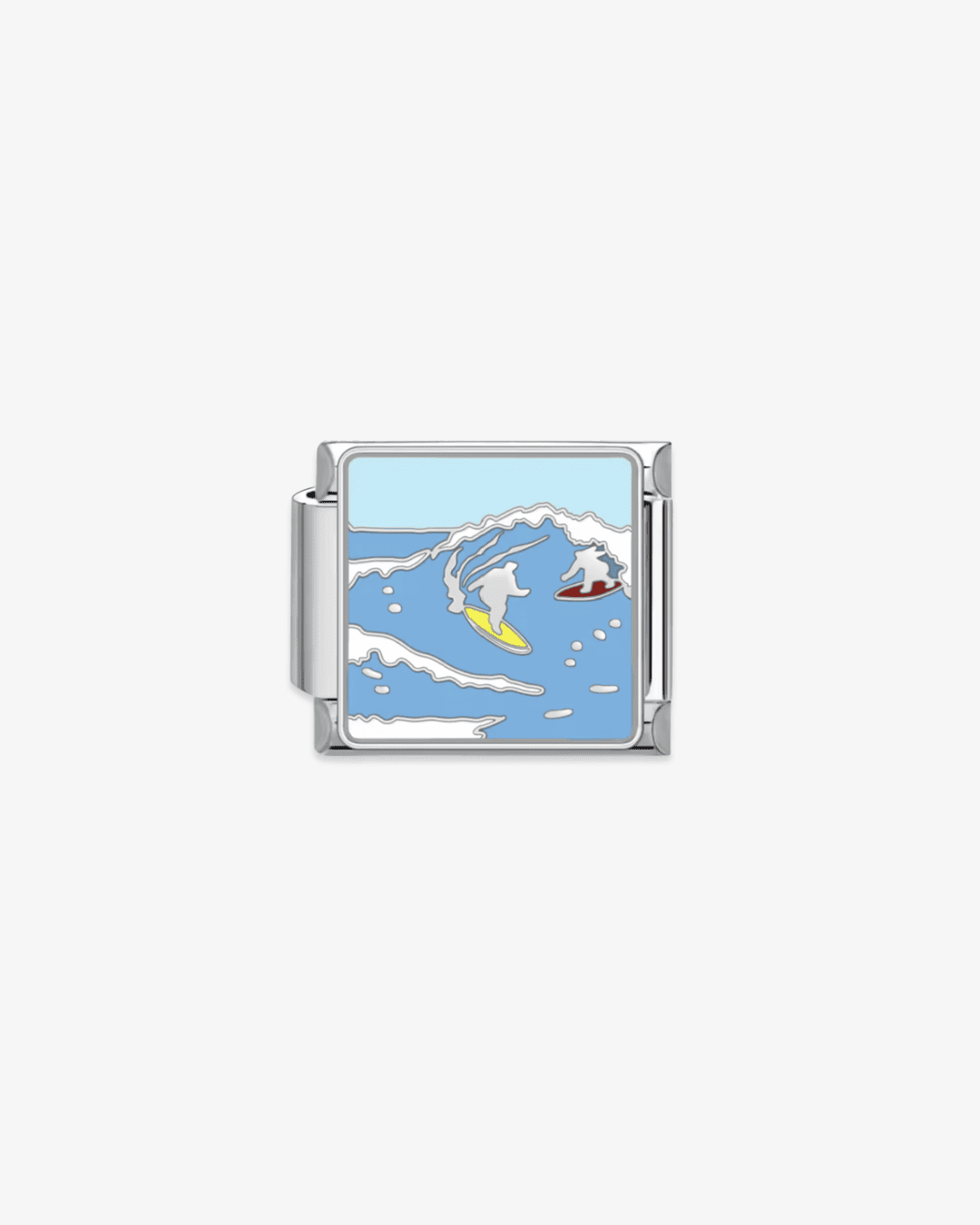 Charm plateado de acero inoxidable personalizable, compatible con pulseras italianas tipo Nomination. Diseño elegante, ideal para crear combinaciones únicas y expresar tu estilo personal. Charms del mar. Charms de deporte. Charms veraniegos.