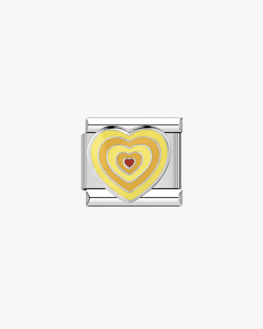 Charm plateado de acero inoxidable personalizable, compatible con pulseras italianas tipo Nomination. Diseño elegante, ideal para crear combinaciones únicas y expresar tu estilo personal. Charms de corazones. Charms de amor.