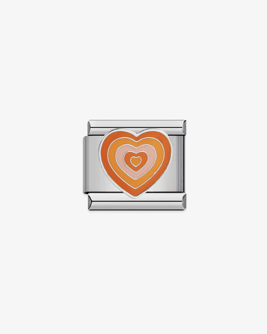 Charm plateado de acero inoxidable personalizable, compatible con pulseras italianas tipo Nomination. Diseño elegante, ideal para crear combinaciones únicas y expresar tu estilo personal. Charms con corazones.
