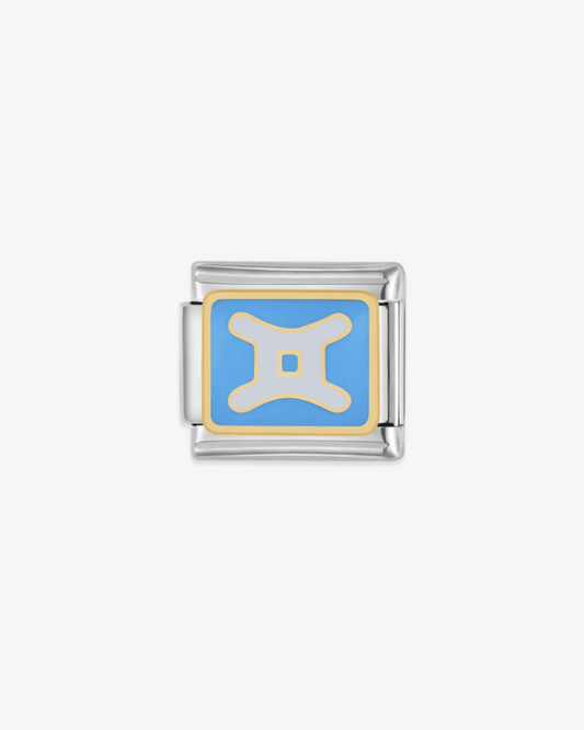 Charm plateado de acero inoxidable personalizable, compatible con pulseras italianas tipo Nomination. Diseño elegante, ideal para crear combinaciones únicas y expresar tu estilo personal. Charms horoscopo